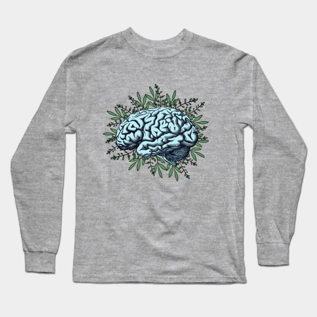 Brain,leaves,positivity, creativity, right hemisphere brain, health, Mental, mind Long Sleeve T-Shirt by Collagedream